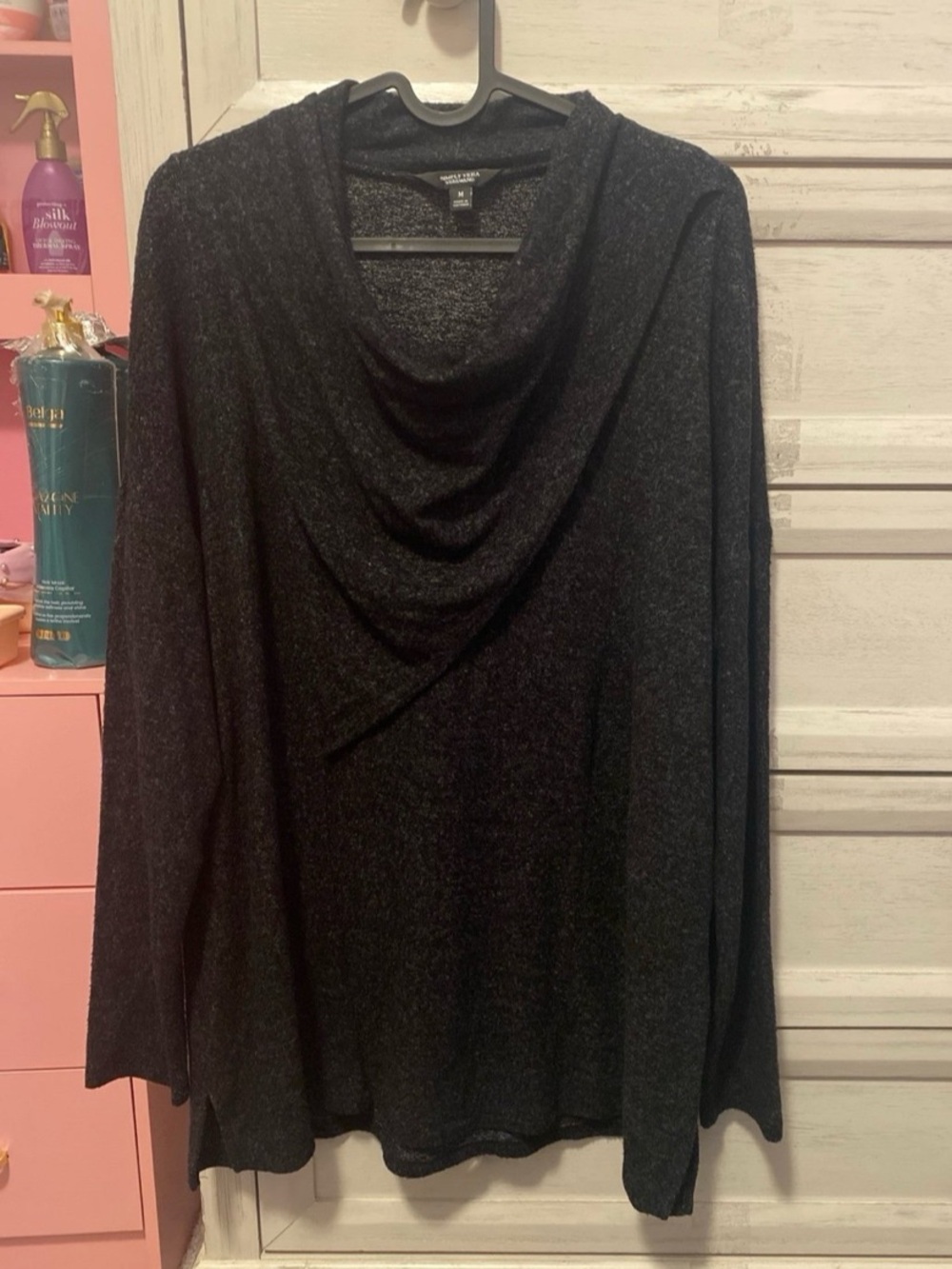 Simply Vera Vera Wang Black Cowl Neck Sweater M